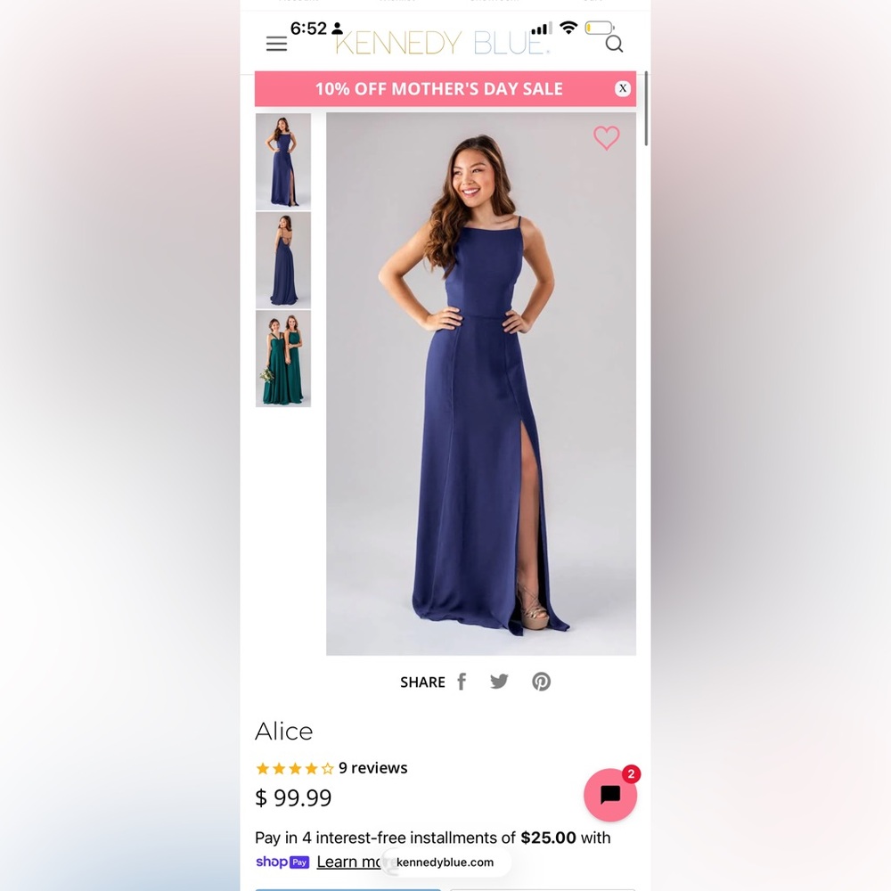Kennedy Blue Sapphire bridesmaid dress size 8 Alice